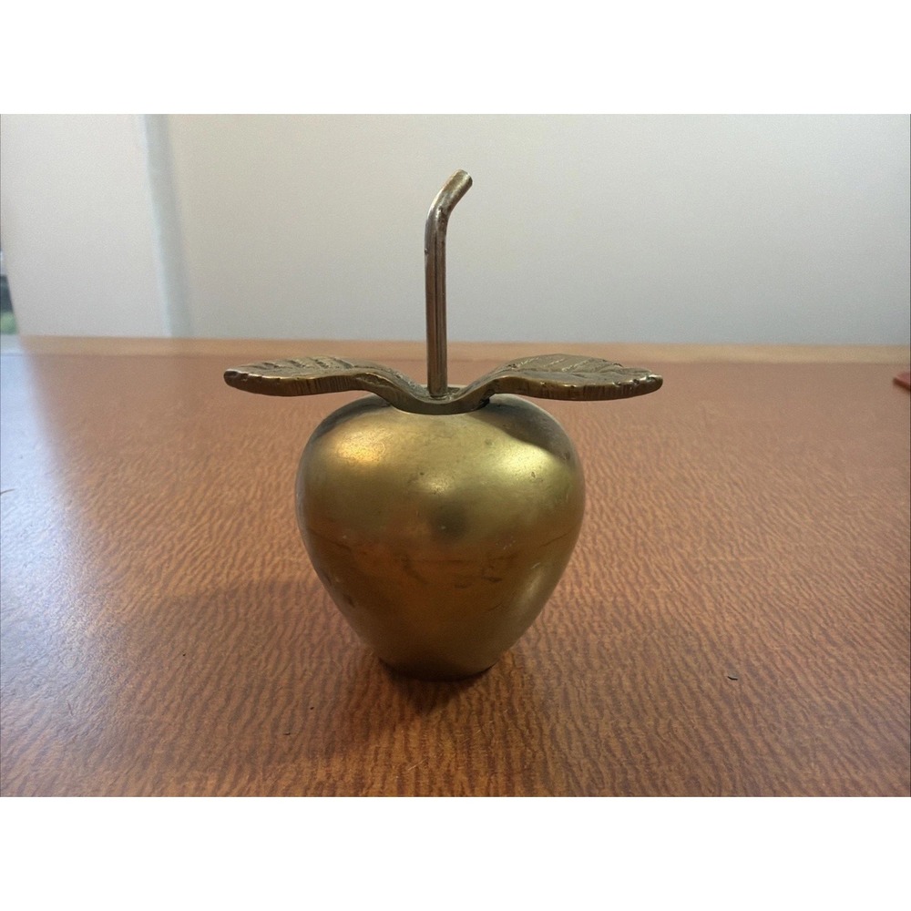 Vtg Brass Apple 3" Decor Paperweight